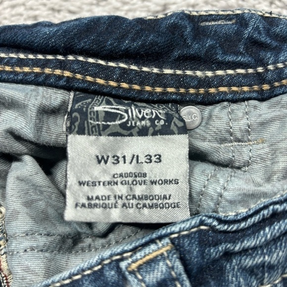 Silver Jeans Womens 31 Boot Cut Aiko Dark Wash Big Stitch Fade Out Club Party - Picture 3 of 6